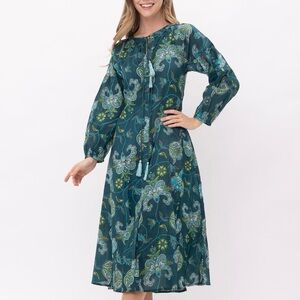 NWT RAJ Jenna Dress- Paisley Floral Teal Maxi Dress